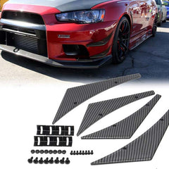 4x Matte Carbon Car Bumper Lip Fins Canards Splitter Diffuser Valence Spoiler Lip