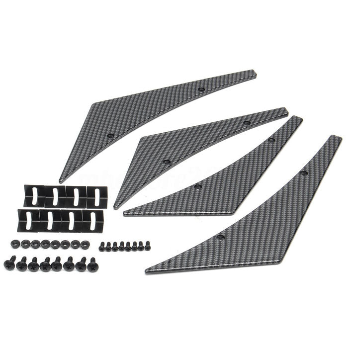 4x Matte Carbon Car Bumper Lip Fins Canards Splitter Diffuser Valence Spoiler Lip