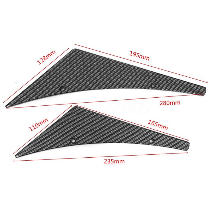 4x Matte Carbon Car Bumper Lip Fins Canards Splitter Diffuser Valence Spoiler Lip