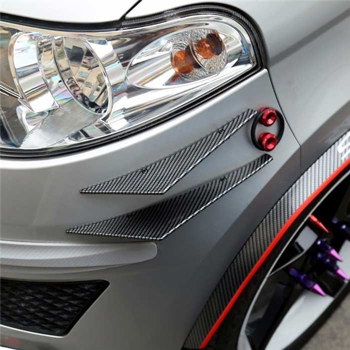 4x Matte Carbon Car Bumper Lip Fins Canards Splitter Diffuser Valence Spoiler Lip