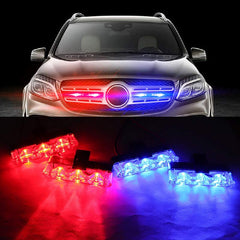 NEW 4X3 LED Blue & Red Strobe Warning Lights Grille Police light For Car SUV Emergency Light Flashing Light DC 12V