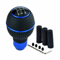 5 Speed Shifter Knob Ball Transmission Handle Car PU Leather Gear Stick Knob for Most Manual Automotive Vehicles -Silver