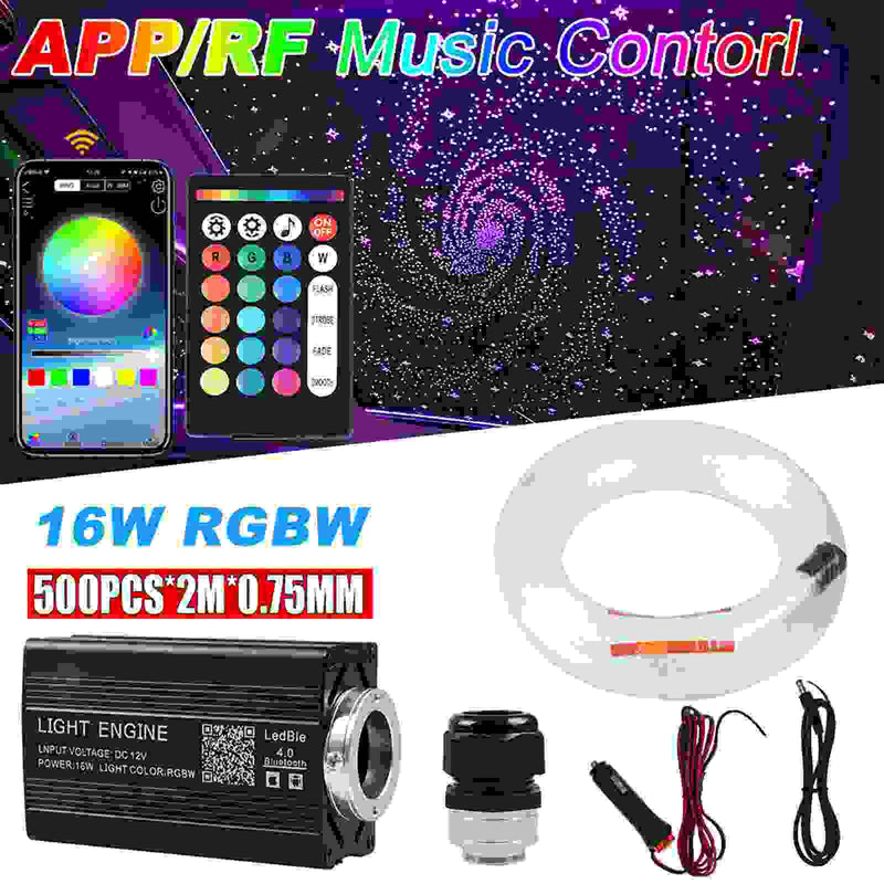 500pcs Fiber Optic Car Home Headliner Star Light kit Roof Ceiling Lights With Remote & Mobile App