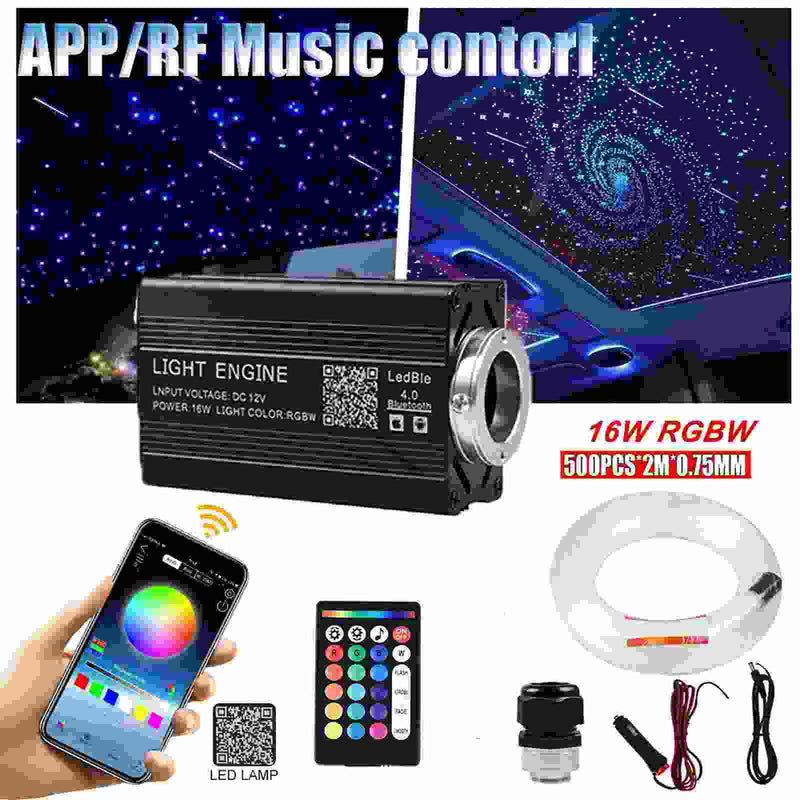 500pcs Fiber Optic Car Home Headliner Star Light kit Roof Ceiling Lights With Remote & Mobile App