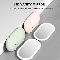 Car Oval Visor Vanity Mirror With Dimmable 23 LED Lights Car Cosmetic Mirror With Built-in Battery Rechargeable Battery For Compatible with Toyota Innova Hycross (White)