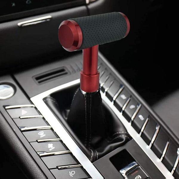 Leather Shifter Knob Type T Car Metal Gear Shifting Lever Stick Shift Handle Head Fit Most Automatic Manual Transmission Vehicle