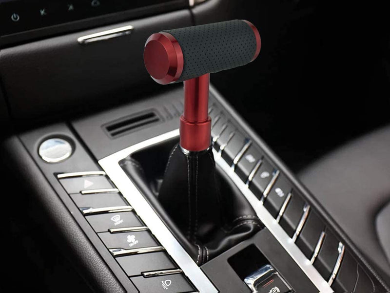 Leather Shifter Knob Type T Car Metal Gear Shifting Lever Stick Shift Handle Head Fit Most Automatic Manual Transmission Vehicle