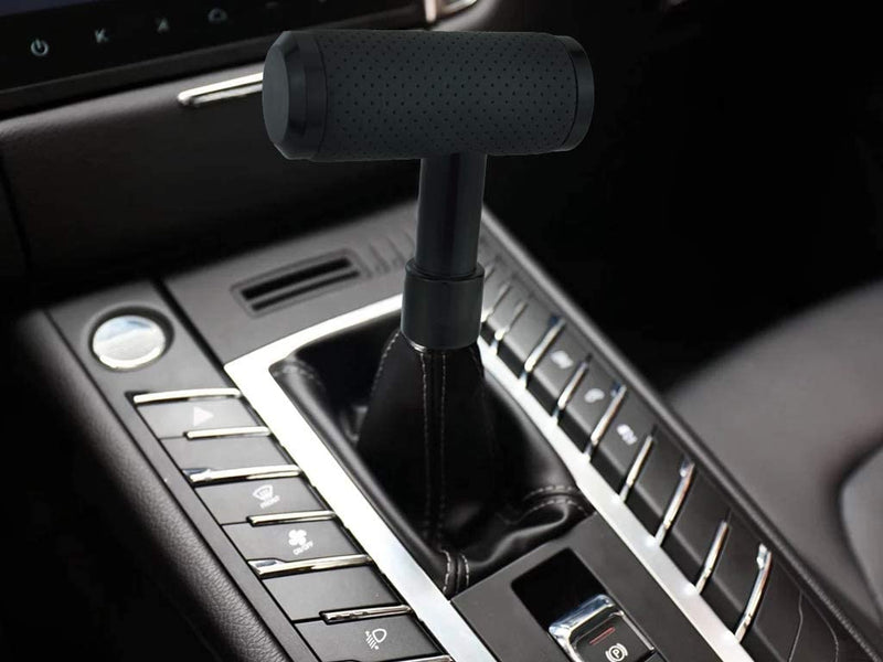 Leather Shifter Knob Type T Car Metal Gear Shifting Lever Stick Shift Handle Head Fit Most Automatic Manual Transmission Vehicle