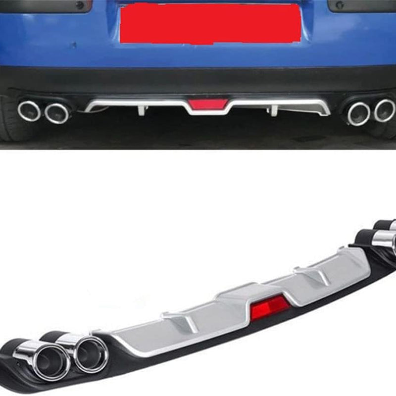 Universal Car Rear Bumper Lip Diffuser Spoiler 4 Holes Exhaust Pipe Decoration