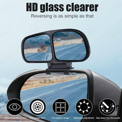 2pcs 3R-028 Car Rear View Blind Spot Parking Mirror Adjustable 360 Degree Wide Angle, Rear View Mirror Mounted Type
