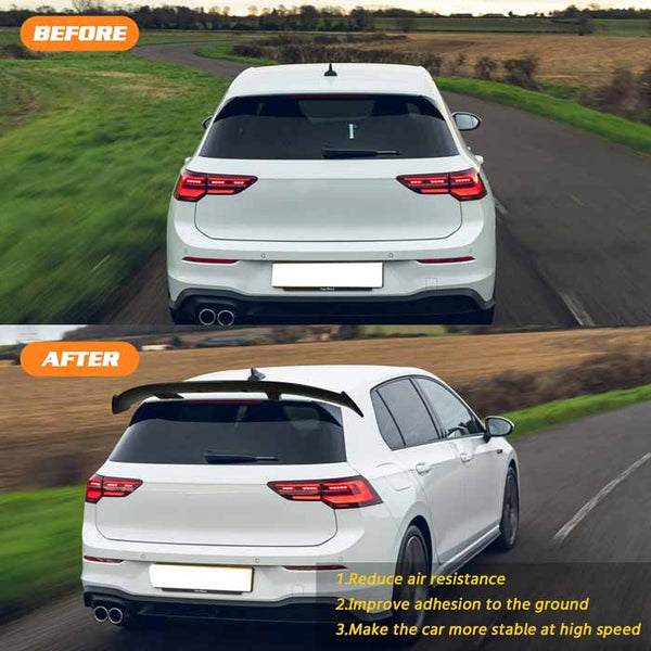 52Inch Universal Rear Spoiler Hatchback GT Style ABS Racing Spoiler Wing Lightweight Gloss Black