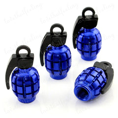 4pcs Universal Blue Grenade Tire Air Valve Stem Caps Car Truck Bike Rod Wheel Rims