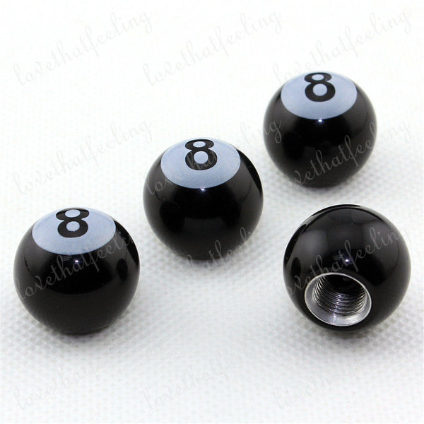 Universal Eight Ball Tire Tyre air Valve Stem Caps Car Truck Bike ATV Rod Wheel