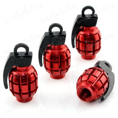 4pcs Universal Red Grenade Tire Air Valve Stem Caps Car Truck Bike Rod Wheel Rims
