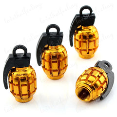 4pcs Universal Golden Grenade Tire Air Valve Stem Caps Car Truck Bike Rod Wheel Rims