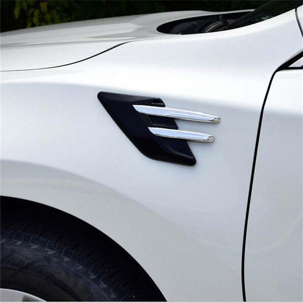 2pcs Black Chrome Car Fender Side Vents Compatible Decorative Air Flow Intake For Exterior Parts in ABS