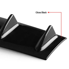 5Fin Universal Lower Rear Body Bumper Lip Diffuser Shark Fin Spoiler Gloss Black