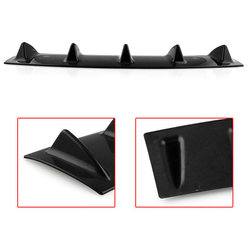 5Fin Universal Lower Rear Body Bumper Lip Diffuser Shark Fin Spoiler Gloss Black