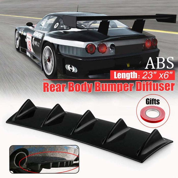 5Fin Universal Lower Rear Body Bumper Lip Diffuser Shark Fin Spoiler Gloss Black