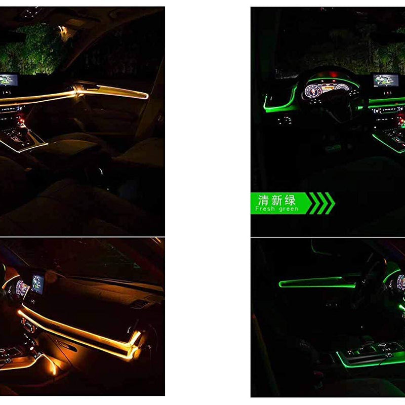 5in1 Remote & Mobile App 12V RGB App LED Car Atmosphere Light Car Interior Cool Light Multi color EL Neon Strip Lamp Bluetooth Phone Optical Fiber Lights