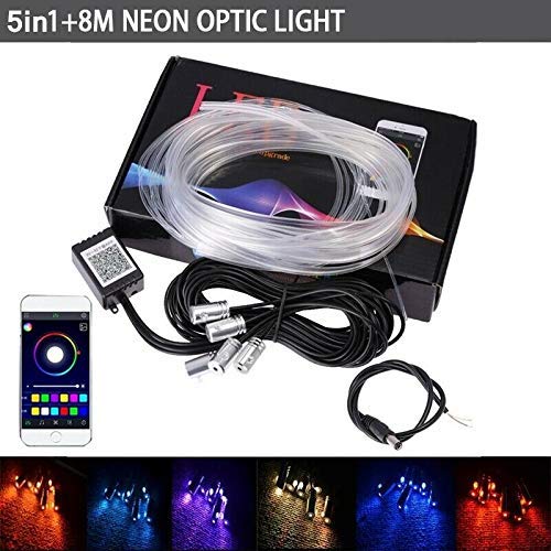 5in1 Remote & Mobile App 12V RGB App LED Car Atmosphere Light Car Interior Cool Light Multi color EL Neon Strip Lamp Bluetooth Phone Optical Fiber Lights