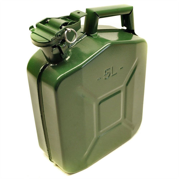 5L Litre Metal Fuel Jerry Gerry Can Petrol Diesel Liquid Tank Army Green