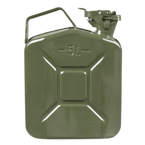 5L Litre Metal Fuel Jerry Gerry Can Petrol Diesel Liquid Tank Army Green