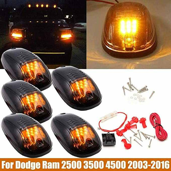 5pcs Car Cab Roof Marker Lights For Truck SUV DC 12V 9-LED Black Smoked Lens Clearance Marker LED Roof Lamps Doom Lights