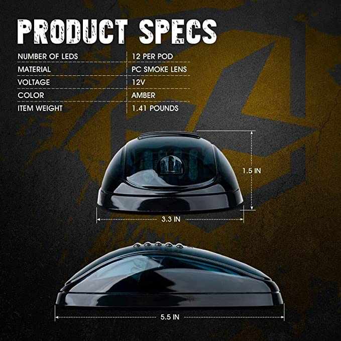 5pcs Car Cab Roof Marker Lights For Truck SUV DC 12V 9-LED Black Smoked Lens Clearance Marker LED Roof Lamps Doom Lights