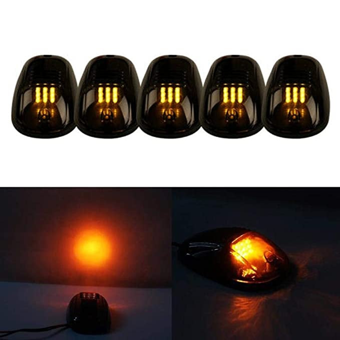5pcs Car Cab Roof Marker Lights For Truck SUV DC 12V 9-LED Black Smoked Lens Clearance Marker LED Roof Lamps Doom Lights