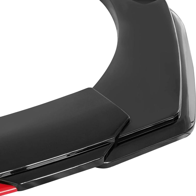 5Pcs Front Bumper Lip Chin Splitter Spoiler Air Dam Cars Glossy Black Red Round Corner