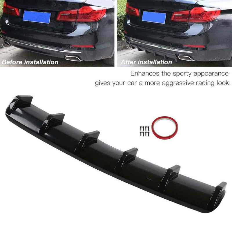 6 Fin Rear Diffuser, Aerodynamic Accessory Universal Improves Vehicle Stability Rear Bumper Spoiler for Car