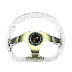 6-Holes 326mm Deep Dish VIP Clear Crystal Bubble Neo Chrome Spoke Steering Wheel
