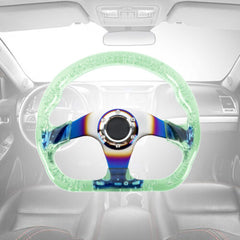 6-Holes Green Crystal Bubble 326mm Deep Dish VIP Green Spoke Steering Wheel