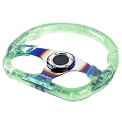 6-Holes Green Crystal Bubble 326mm Deep Dish VIP Green Spoke Steering Wheel