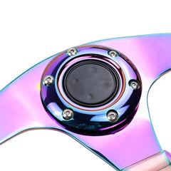 6-Holes Purple Crystal Bubble 326mm Deep Dish VIP Green Spoke Steering Wheel