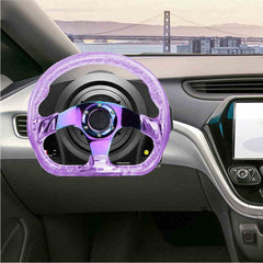 6-Holes Purple Crystal Bubble 326mm Deep Dish VIP Green Spoke Steering Wheel