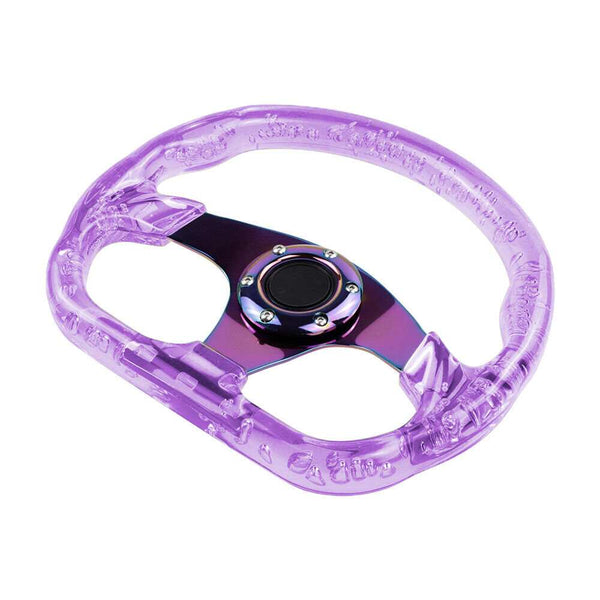 6-Holes Purple Crystal Bubble 326mm Deep Dish VIP Green Spoke Steering Wheel