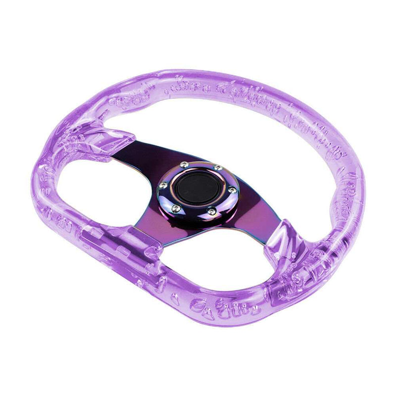 6-Holes Purple Crystal Bubble 326mm Deep Dish VIP Green Spoke Steering Wheel