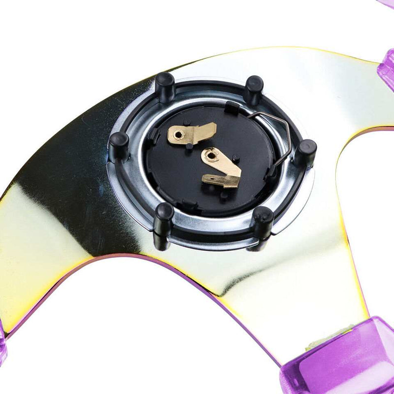 6-Holes Purple Crystal Bubble 326mm Deep Dish VIP Green Spoke Steering Wheel