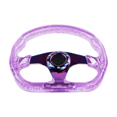 6-Holes Purple Crystal Bubble 326mm Deep Dish VIP Green Spoke Steering Wheel