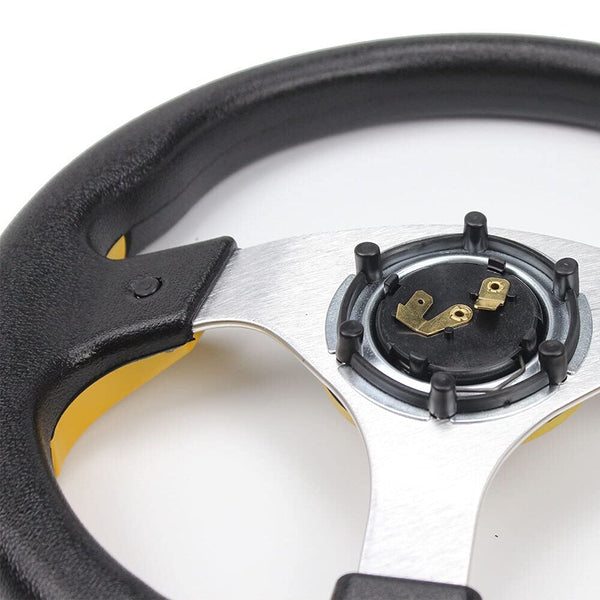 350mm Deep Dish Drifting Steering Wheel Universal PU Aluminum Car Auto Racing Sport Universal Car Steering Wheel Cover Spinner