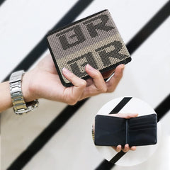 Car Racing JDM Custom Stitched B/G Fabric Bifold Wallet Gradate Men
