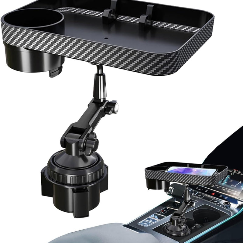 Adjustable 2 in 1 Car Cup Holder Phone Mount And Detachable Food Tray Heavy Duty Cup Holder Expander for Cars & Trucks