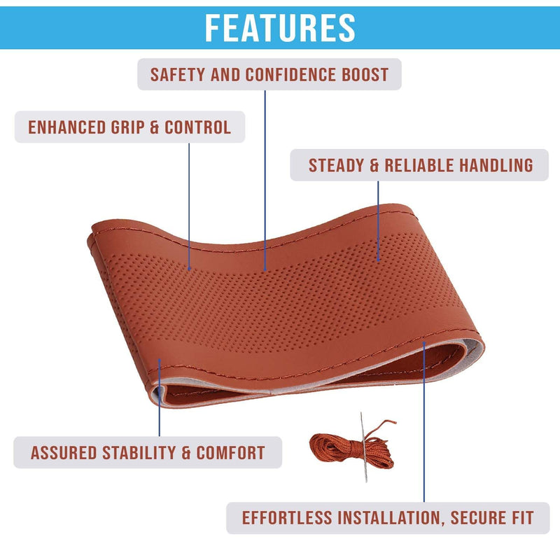 Universal Car PU Leatherite Steering Cover Sewable (Pack of 1 with Sewing Needle And Thread)