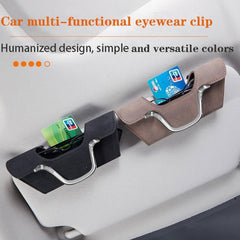Sunglasses Holder for Car Visor Magnetic Vehicle Glasses Hanger with Clip Leather Auto Interior Eyeglasses Storage Case Accessories Universal for SUV