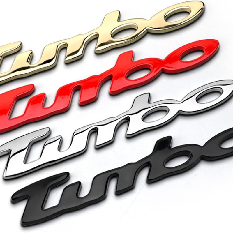 Cursive Style Small Letter Turbo Metal Logo 3D Car Hood Ornament / Decal For Car Bike Cycle