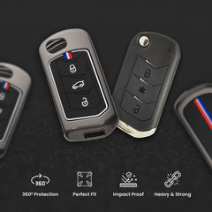 Car Metal Key Cover for Mahindra Thar Roxx, Scorpio N, XUV3X0, XUV700, XUV400, Bolero Neo, Bolero 2020, Scorpio Classic, Thar 2020 Zinc Alloy