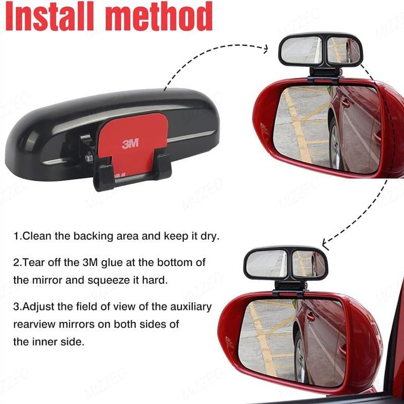 2pcs 3R-028 Car Rear View Blind Spot Parking Mirror Adjustable 360 Degree Wide Angle, Rear View Mirror Mounted Type