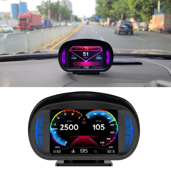 P2 3inch Multi-function HD OBD LCD Instrument GPS Car Speed Slope Meter HUD Head-up Display